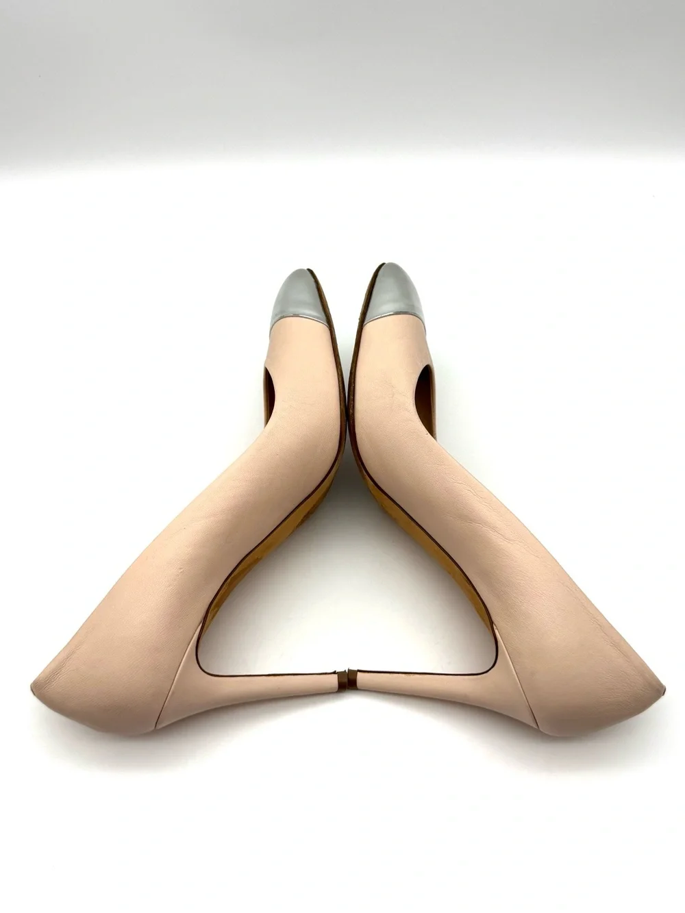 J.Crew Sloane Cap Toe Pump Heel Blush Pink Metallic 9.5